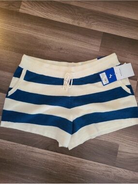 JoyLab Blue and Cream Striped Knit Athletic Shorts